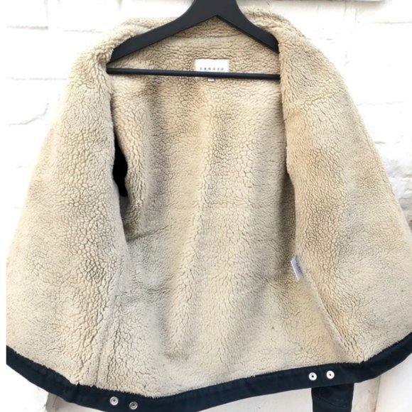 Sandro Navy Shearling Jacket - Picture 3 of 5